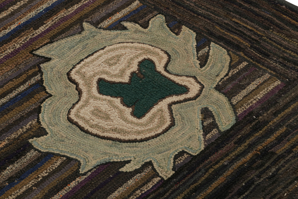 Antique Hooked Geometric Rug