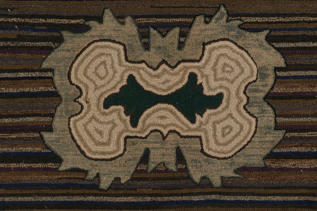 Antique Hooked Geometric Rug