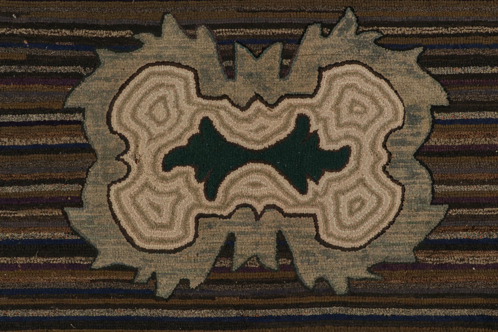 Antique Hooked Geometric Rug