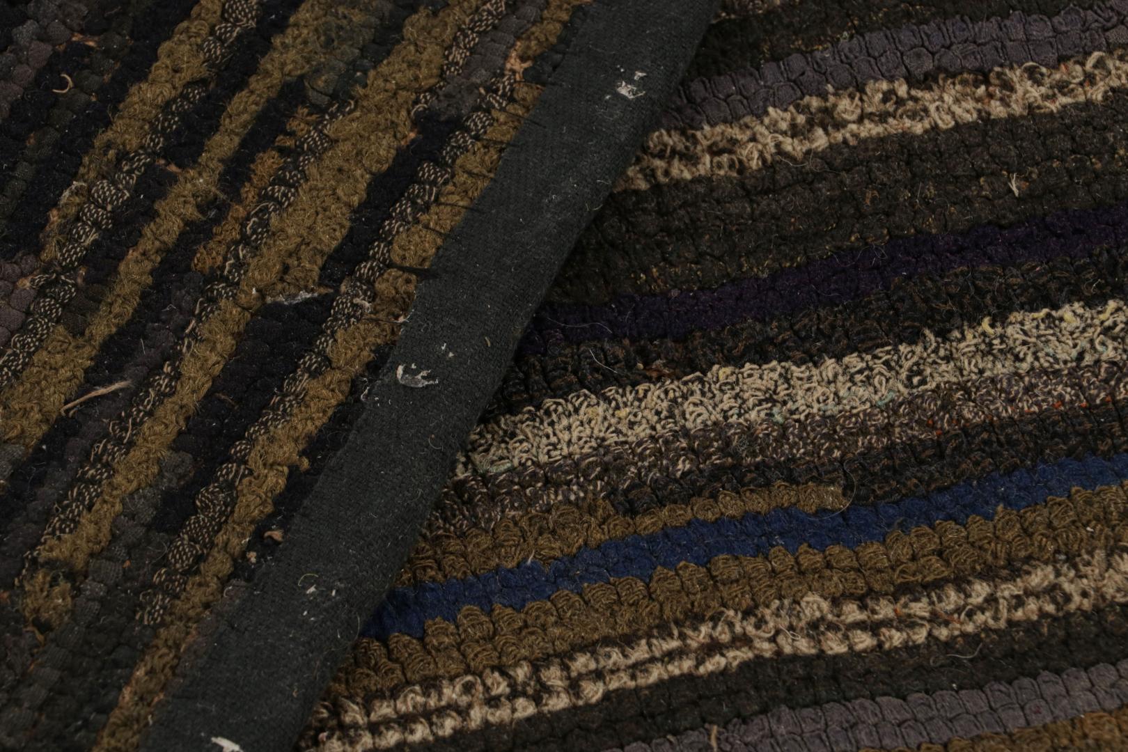 Antique Hooked Geometric Rug