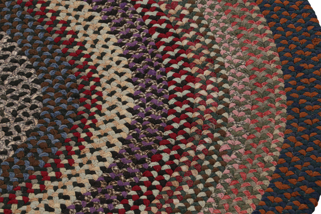 Antique Hooked Geometric Oval Rug