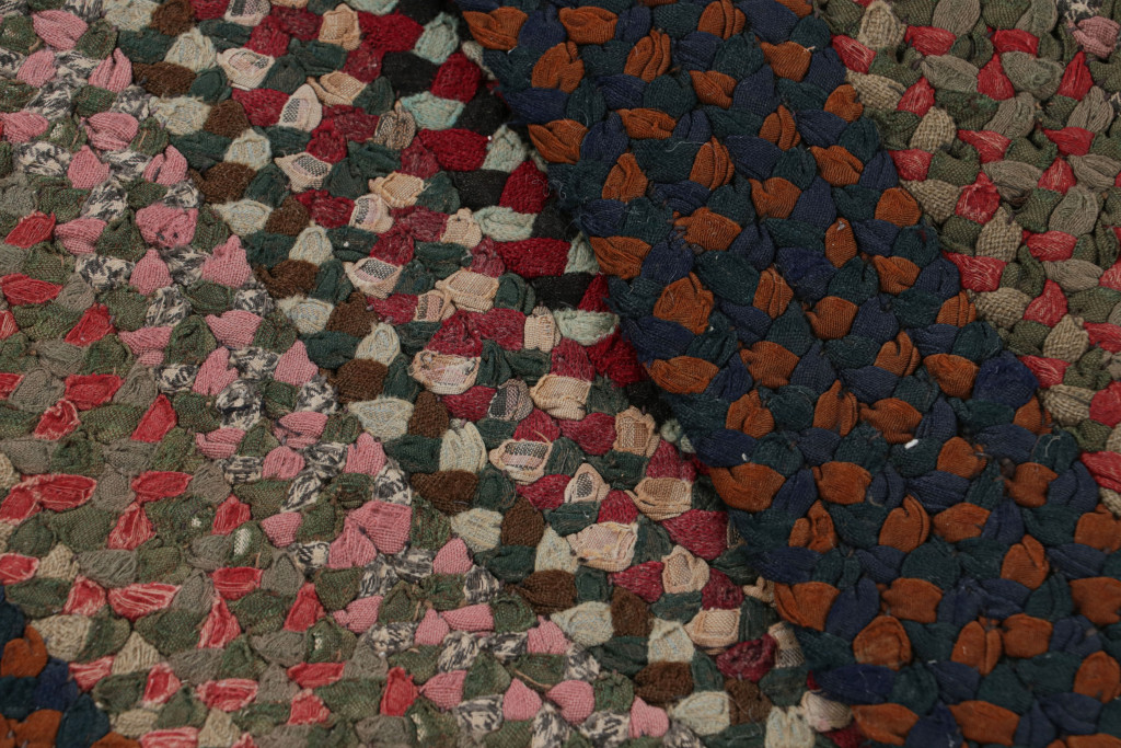 Antique Hooked Geometric Oval Rug