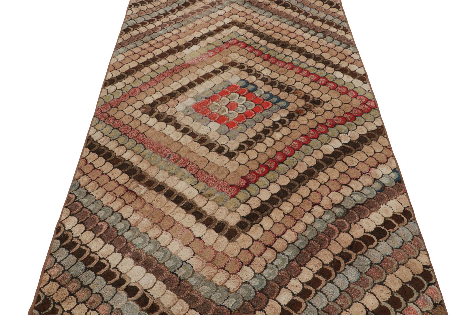 Antique Hooked Geometric Rug