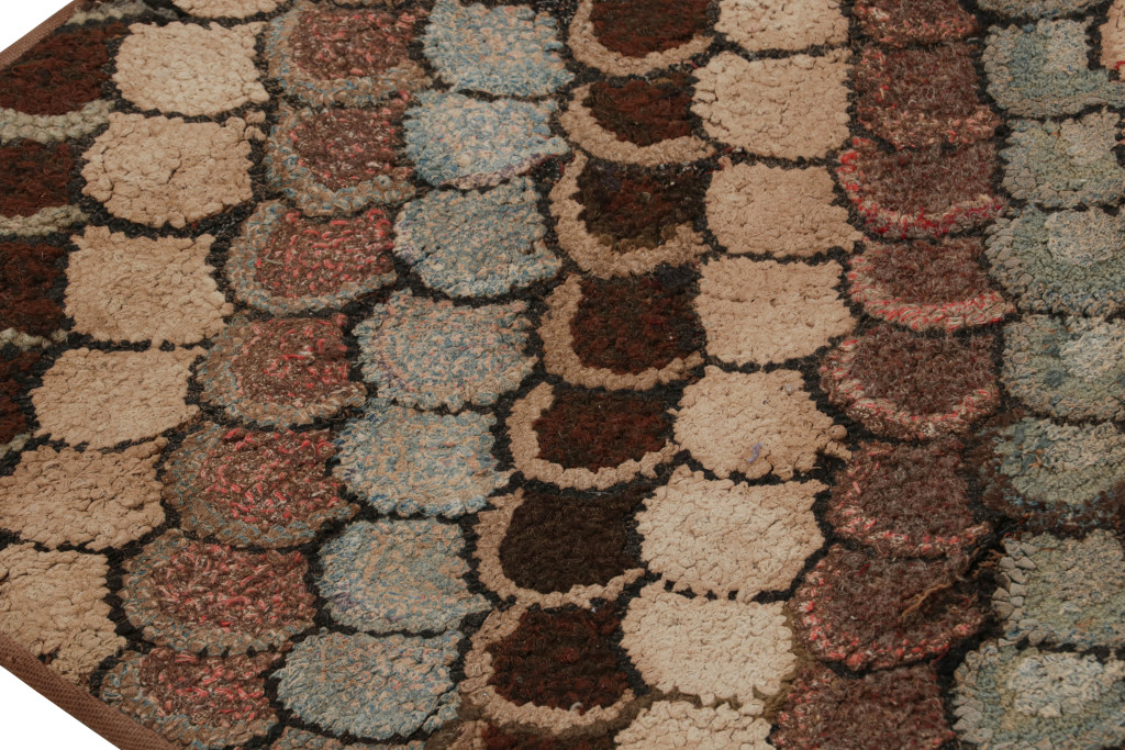 Antique Hooked Geometric Rug