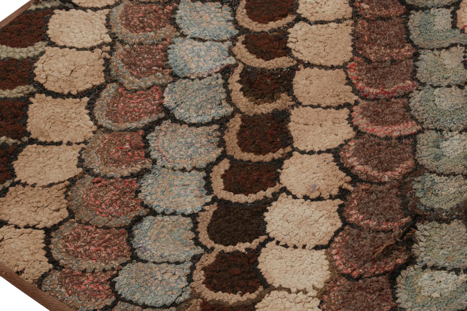 Antique Hooked Geometric Rug