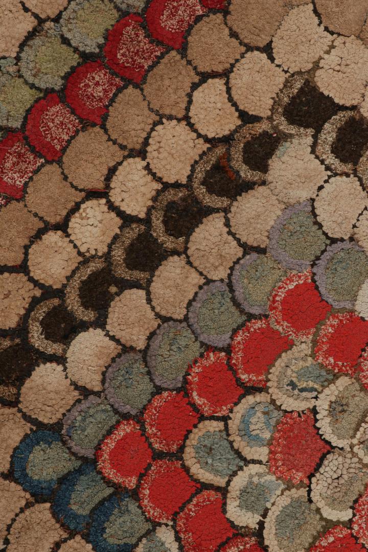 Antique Hooked Geometric Rug
