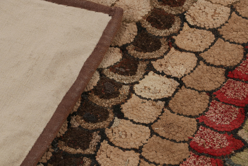 Antique Hooked Geometric Rug