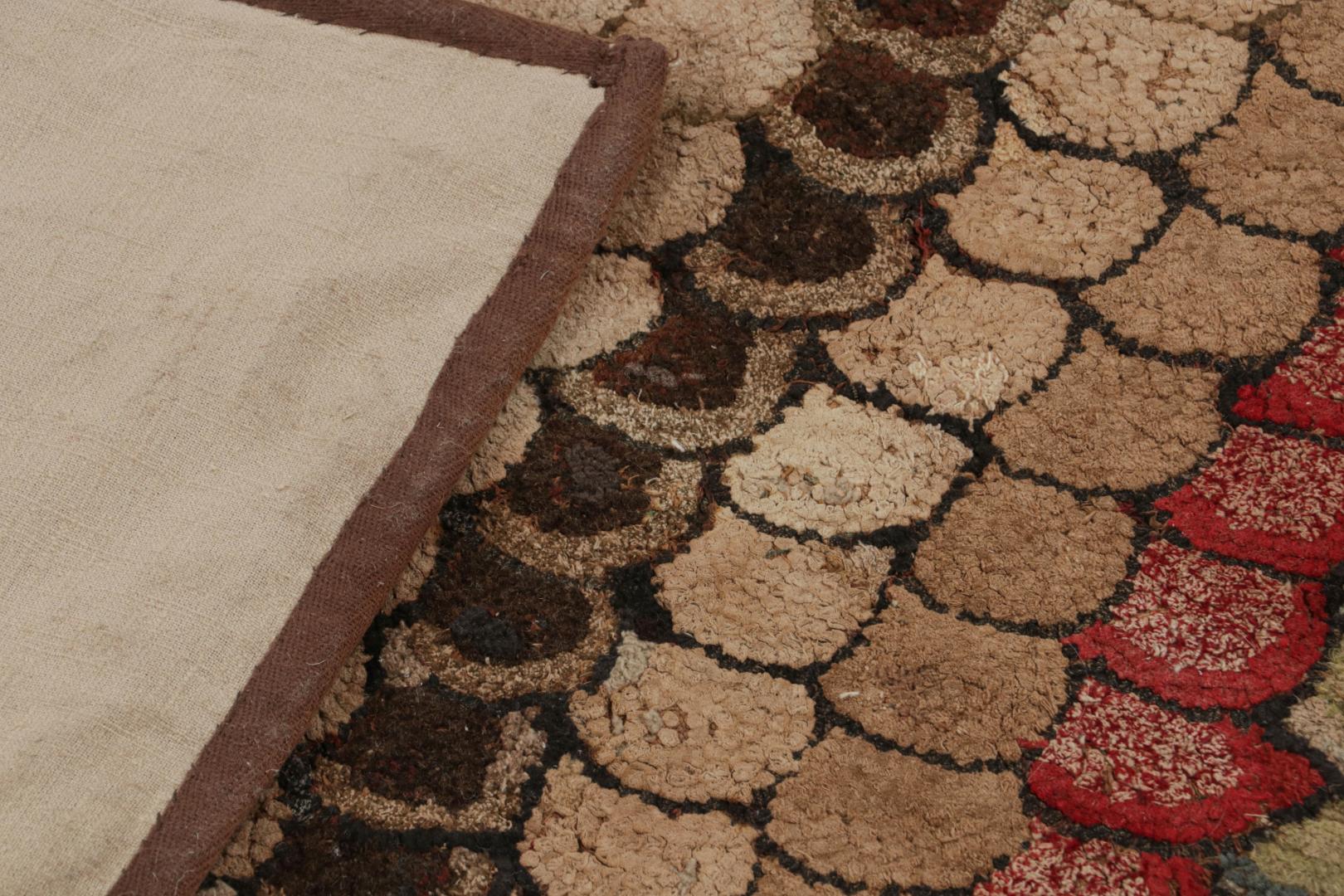 Antique Hooked Geometric Rug