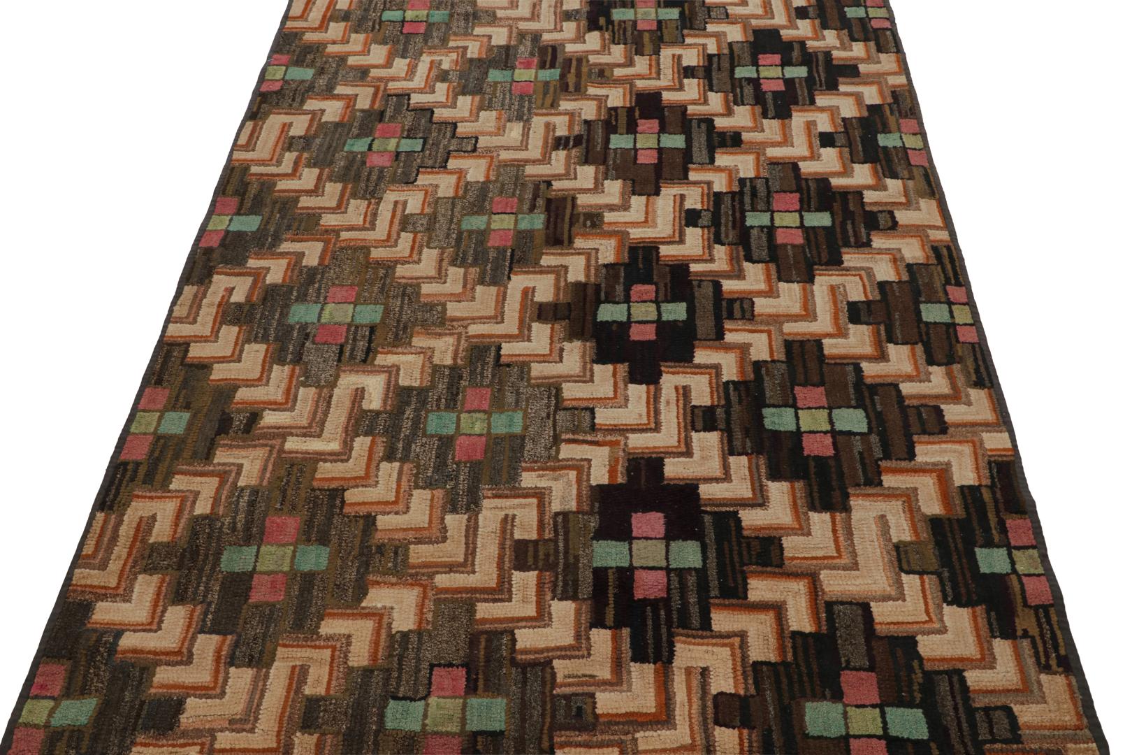 Antique Hooked Geometric Rug