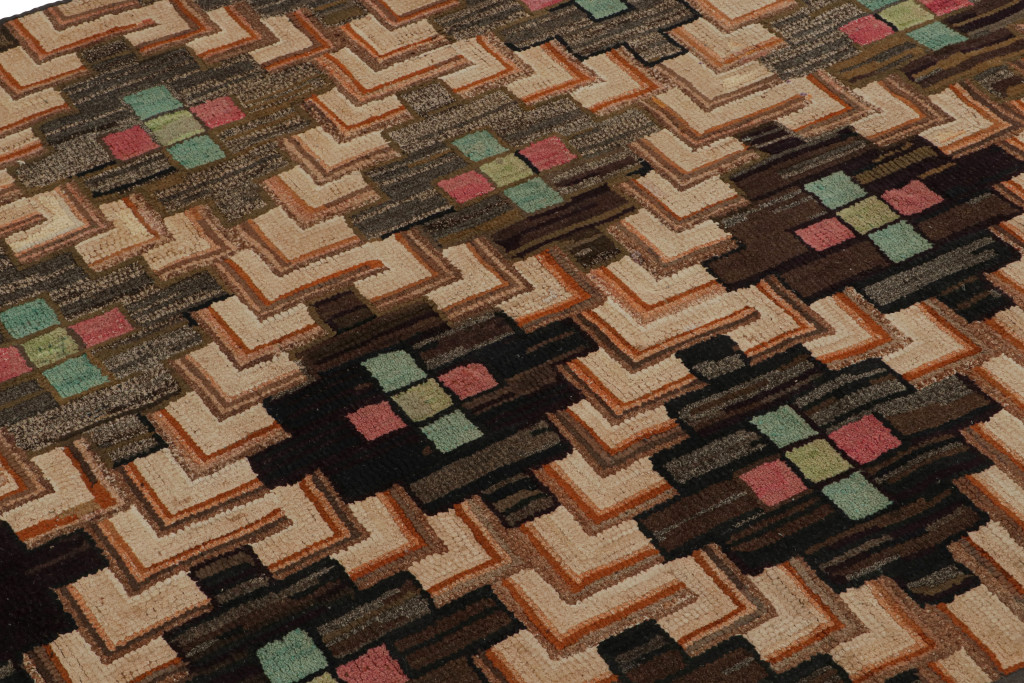 Antique Hooked Geometric Rug