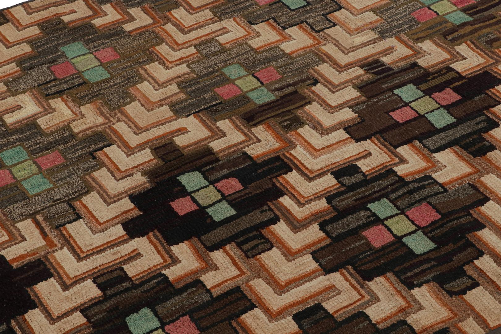 Antique Hooked Geometric Rug