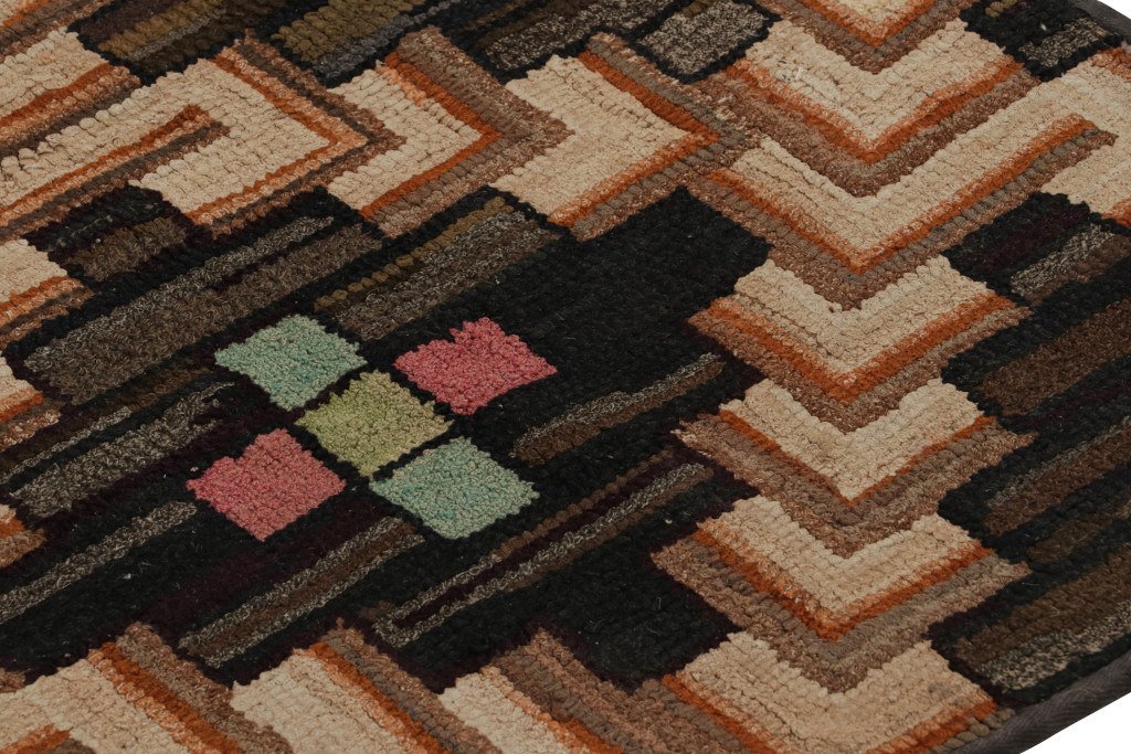 Antique Hooked Geometric Rug