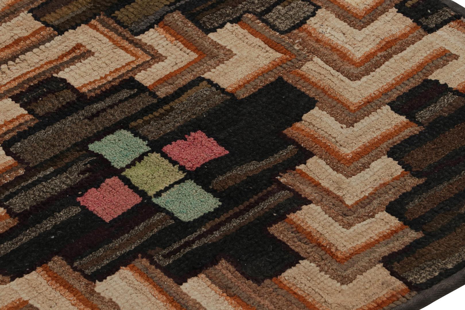 Antique Hooked Geometric Rug