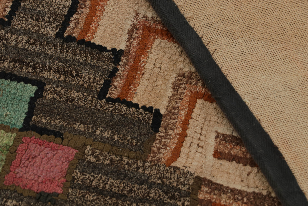 Antique Hooked Geometric Rug