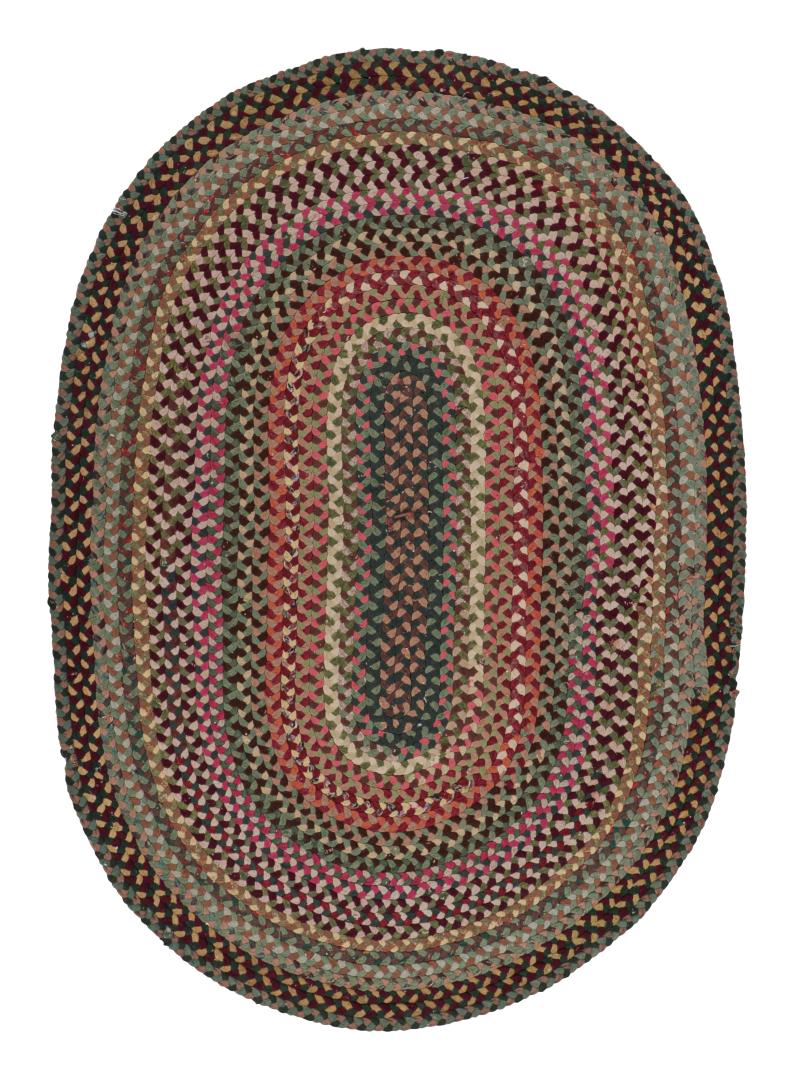 Antique Hooked Geometric Oval Rug