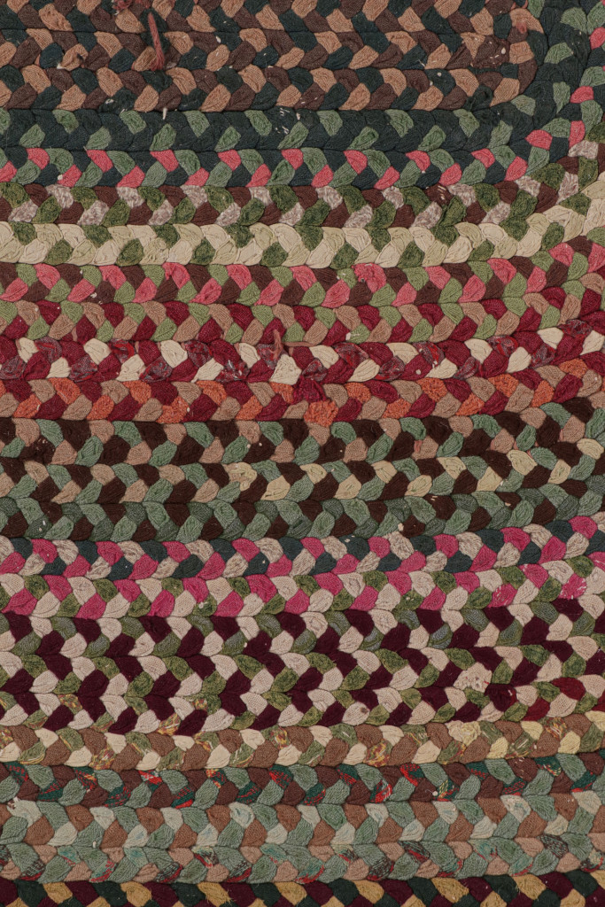 Antique Hooked Geometric Oval Rug