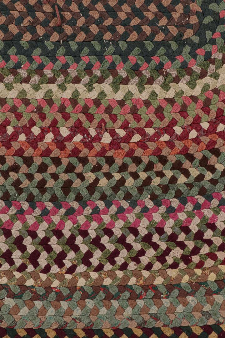 Antique Hooked Geometric Oval Rug