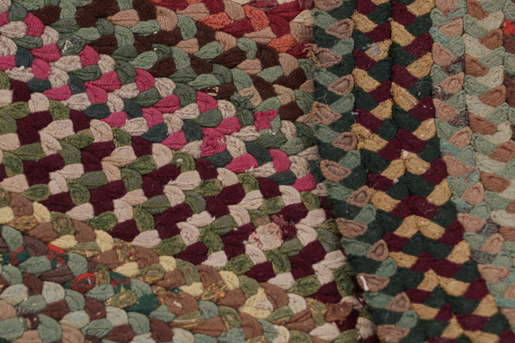 Antique Hooked Geometric Oval Rug
