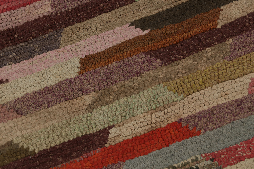 Antique Hooked Geometric Square Rug