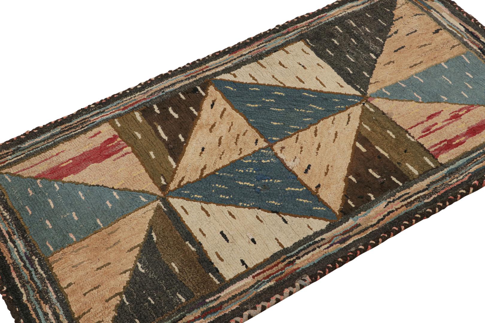 Antique Hooked Geometric Rug