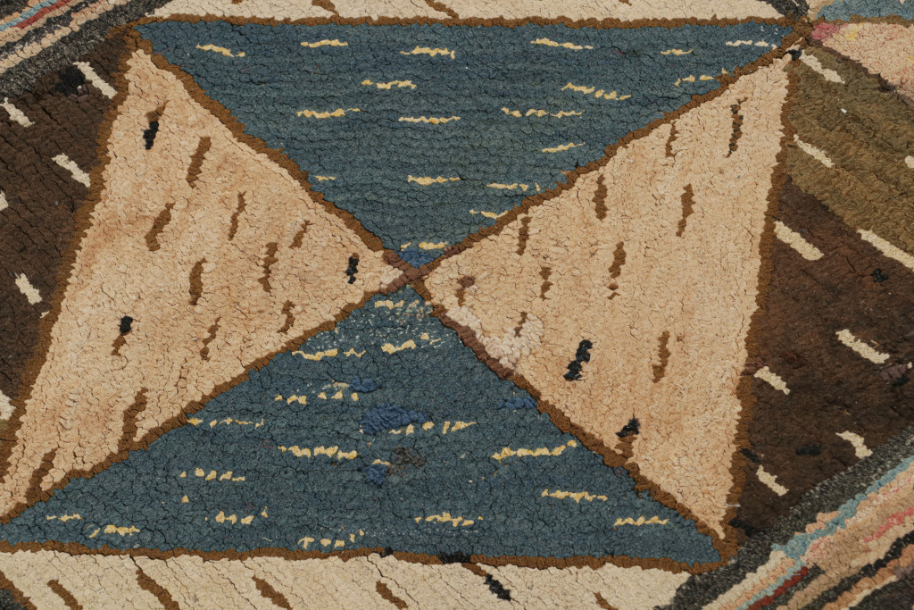 Antique Hooked Geometric Rug