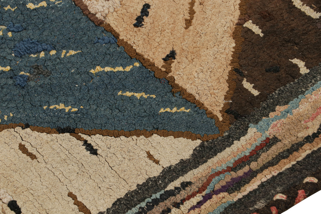 Antique Hooked Geometric Rug