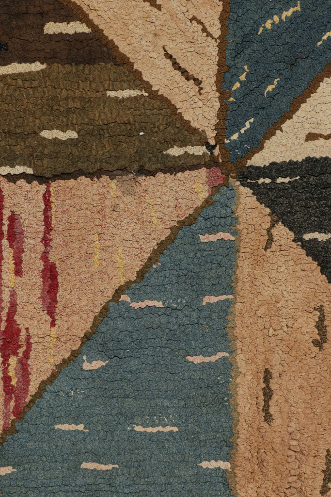 Antique Hooked Geometric Rug