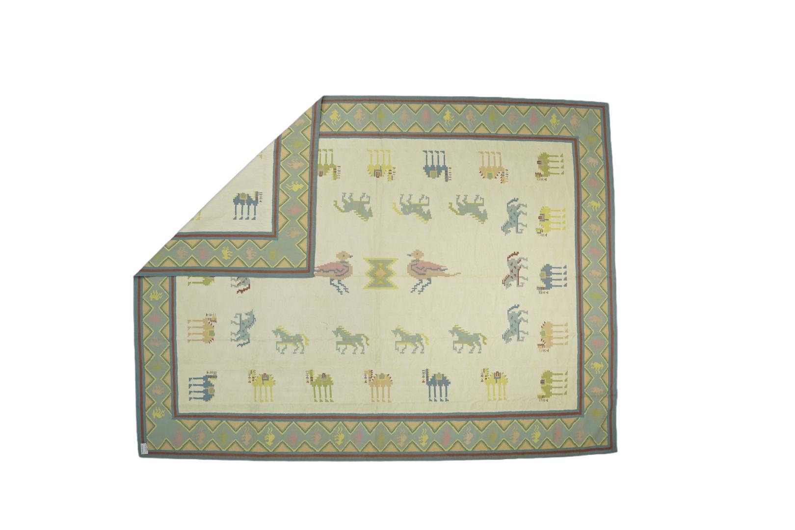 Vintage Dhurrie Pictorial Rug