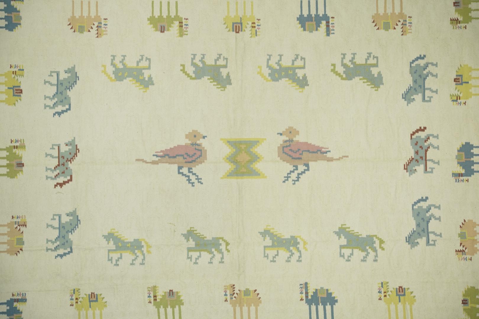 Vintage Dhurrie Pictorial Rug