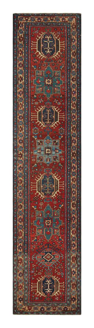 Antique Heriz Style European Runner Rug
