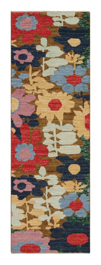 Contemporary Runner with Colorful Floral Patterns