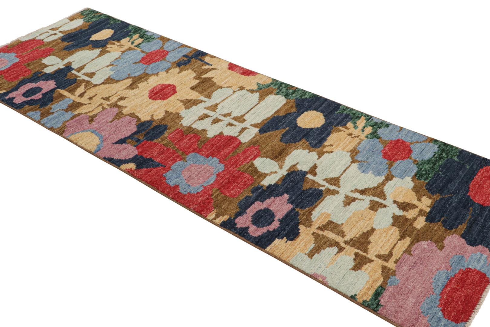 Contemporary Runner with Colorful Floral Patterns