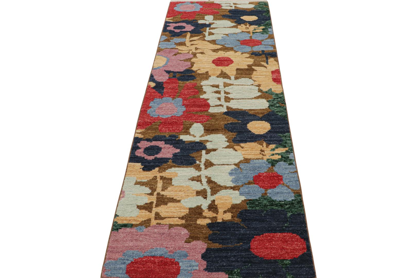Contemporary Runner with Colorful Floral Patterns