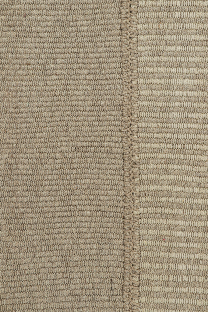 Contemporary Kilim with Beige-Brown Textural Stripes