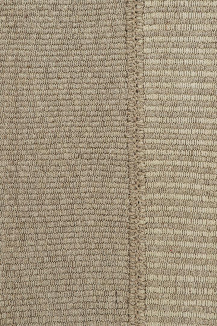 Contemporary Kilim with Beige-Brown Textural Stripes