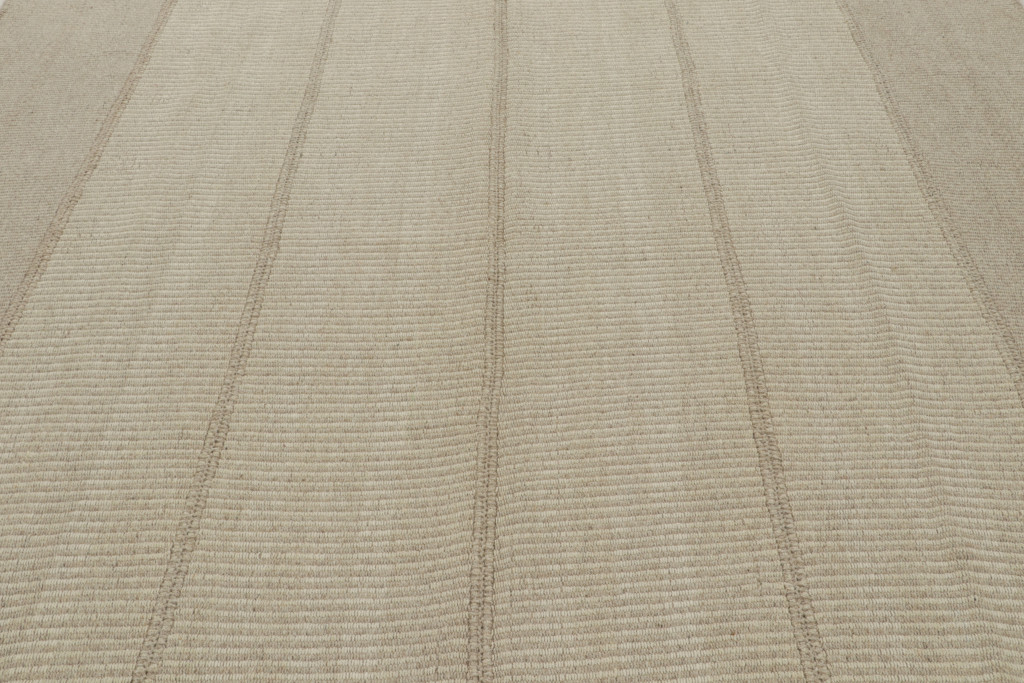 Contemporary Kilim with Beige-Brown Textural Stripes