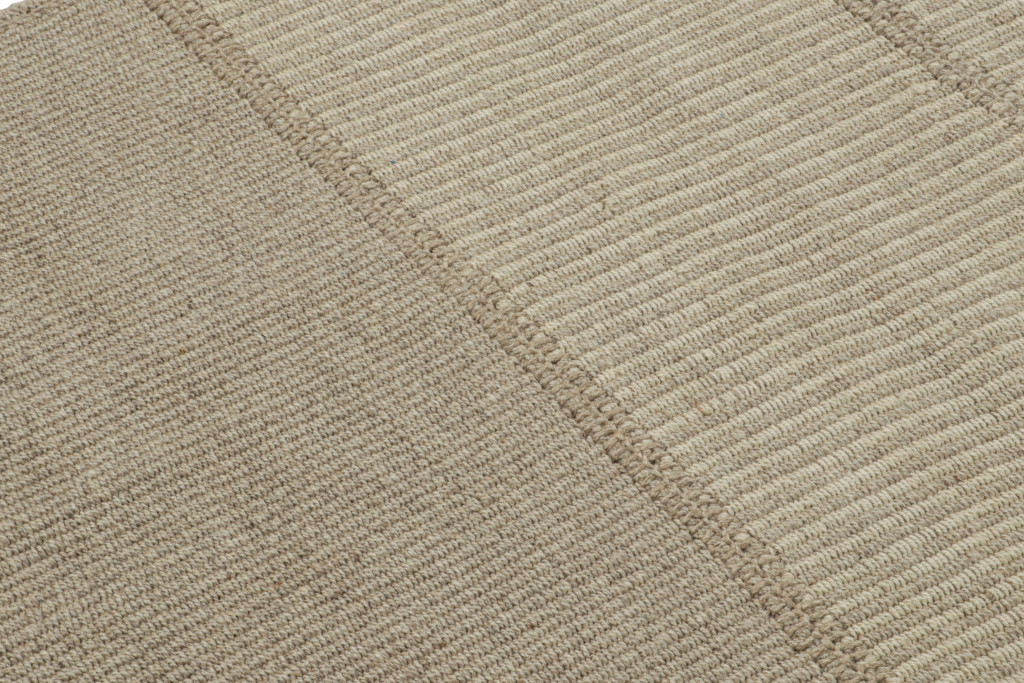 Contemporary Kilim with Beige-Brown Textural Stripes