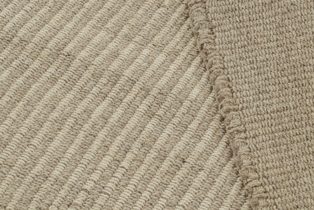 Contemporary Kilim with Beige-Brown Textural Stripes