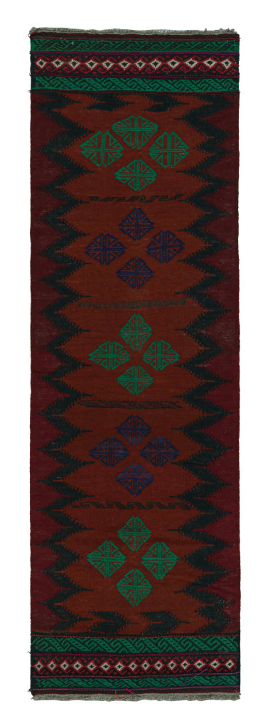 Vintage Afghan Kilim with Polychromatic Geometric Stripes