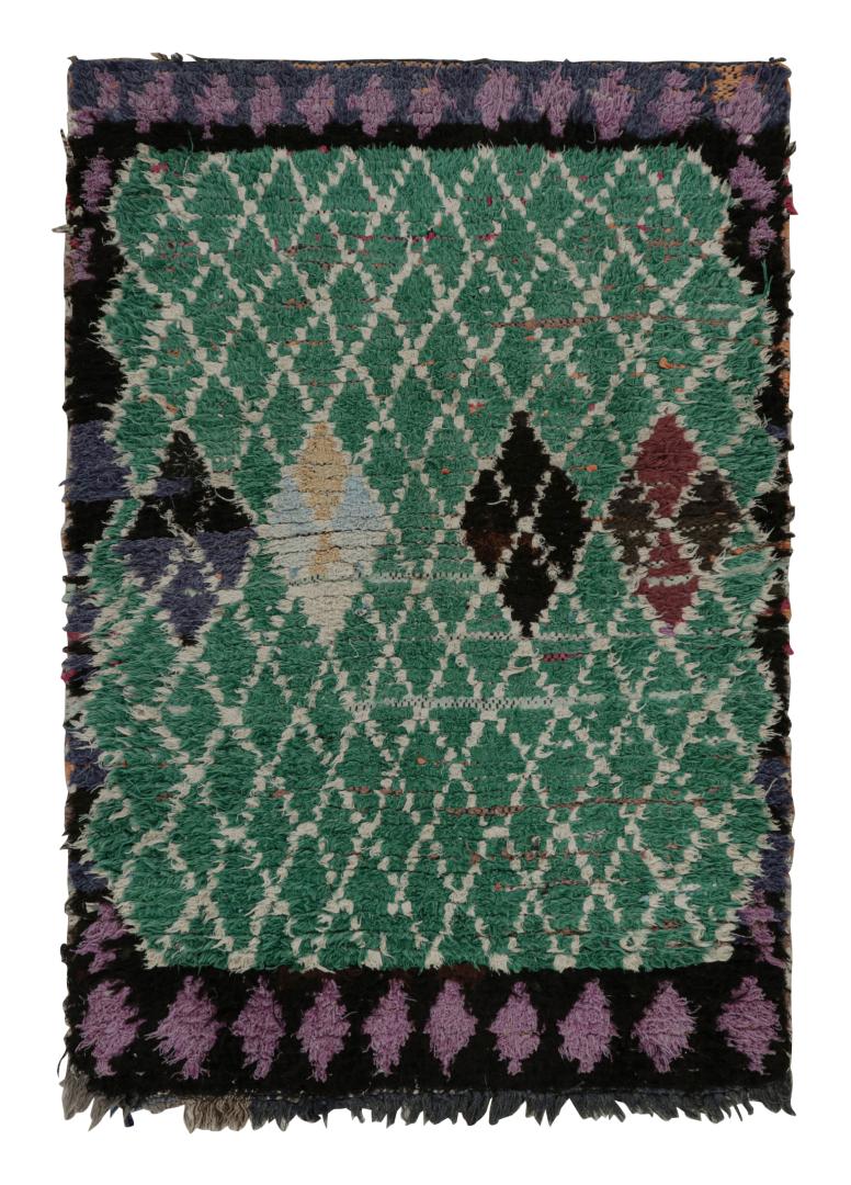 Vintage Moroccan Diamond Geometric Rug