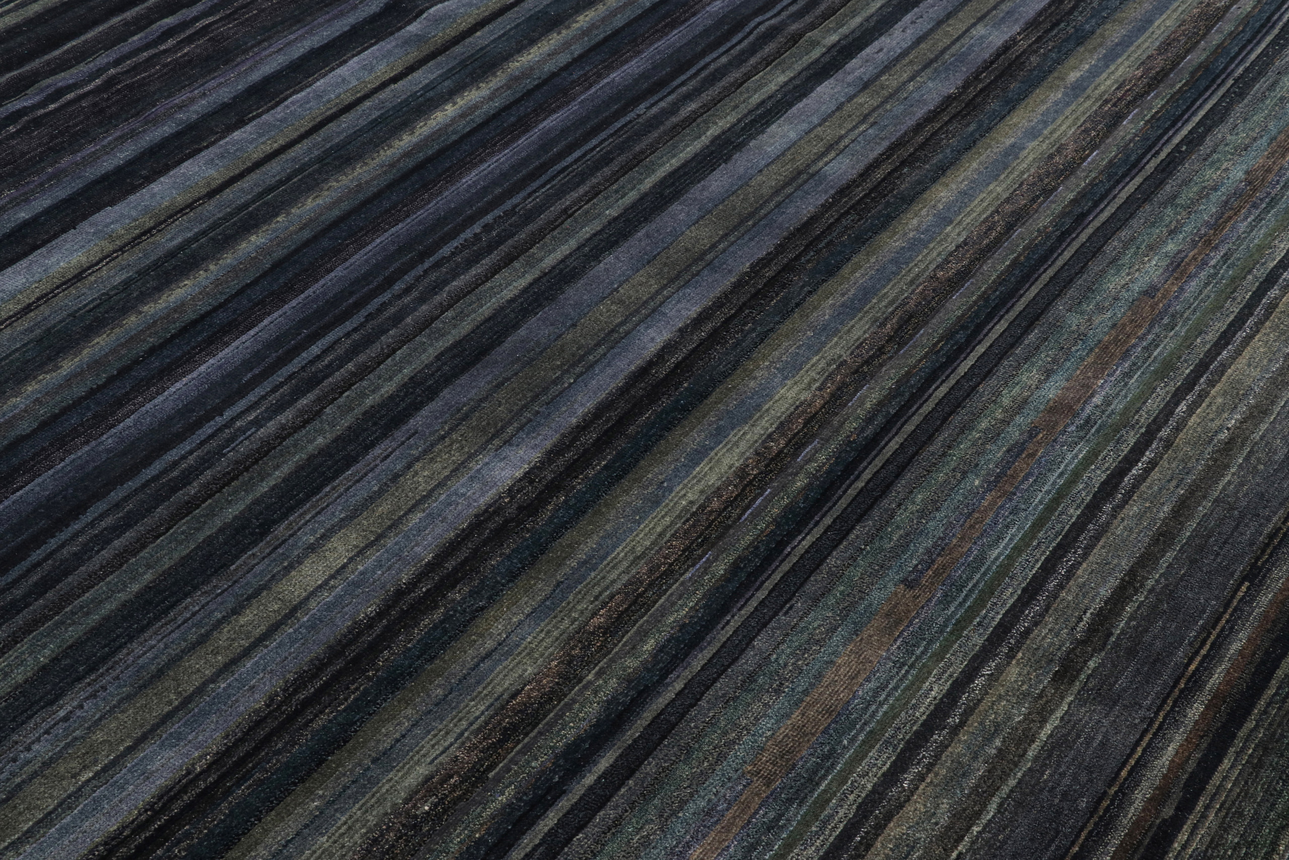 Modern Textural Striped Rug