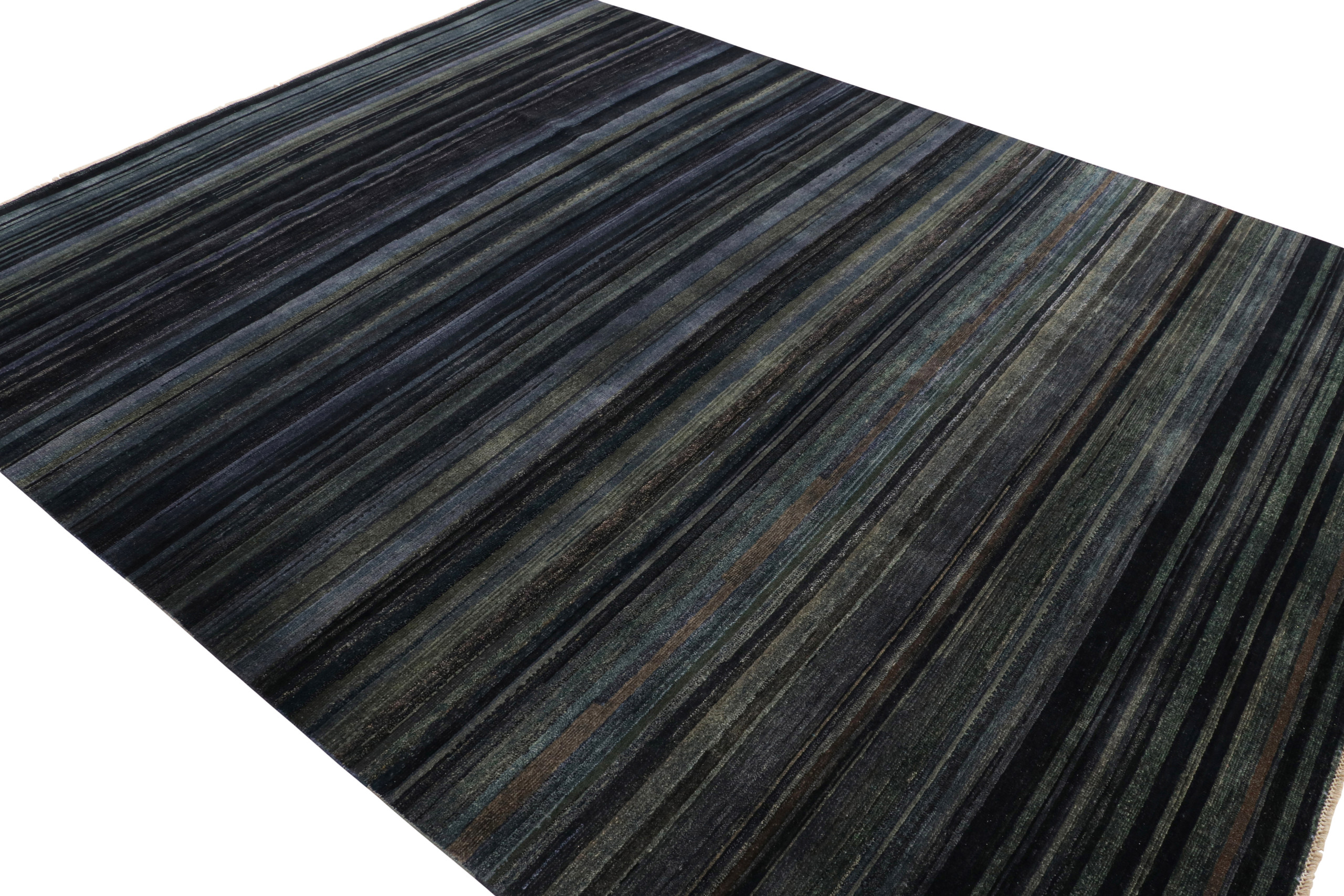 Modern Textural Striped Rug