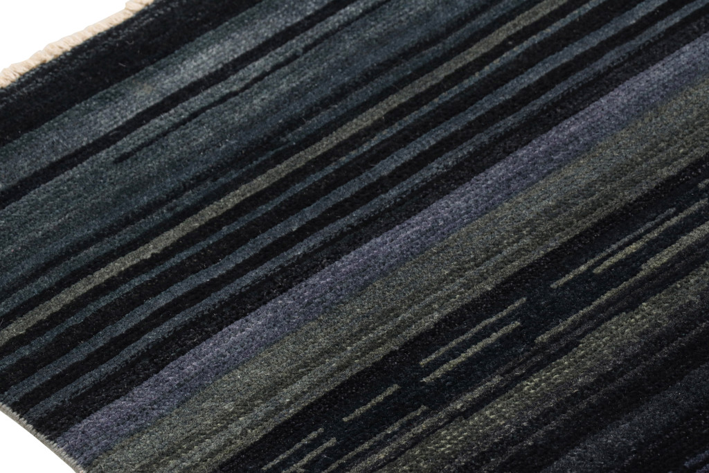 Modern Textural Striped Rug