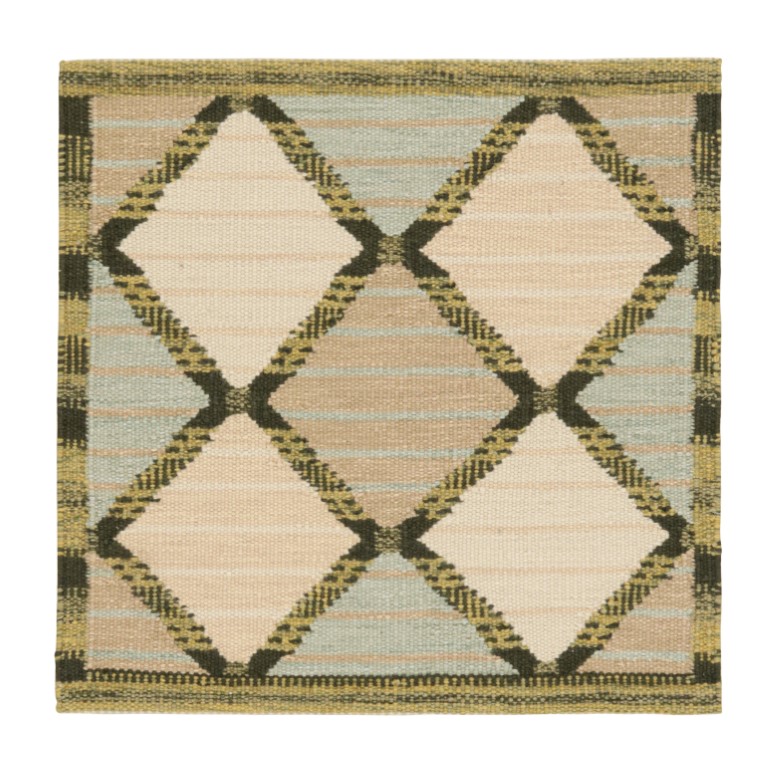Scandinavian Square Rug with Geometric Patterns