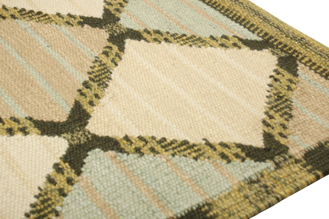 Scandinavian Square Rug with Geometric Patterns