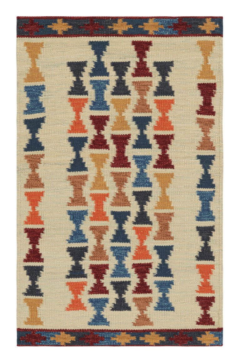 Scandinavian Rug with Hourglass Geometric Patterns