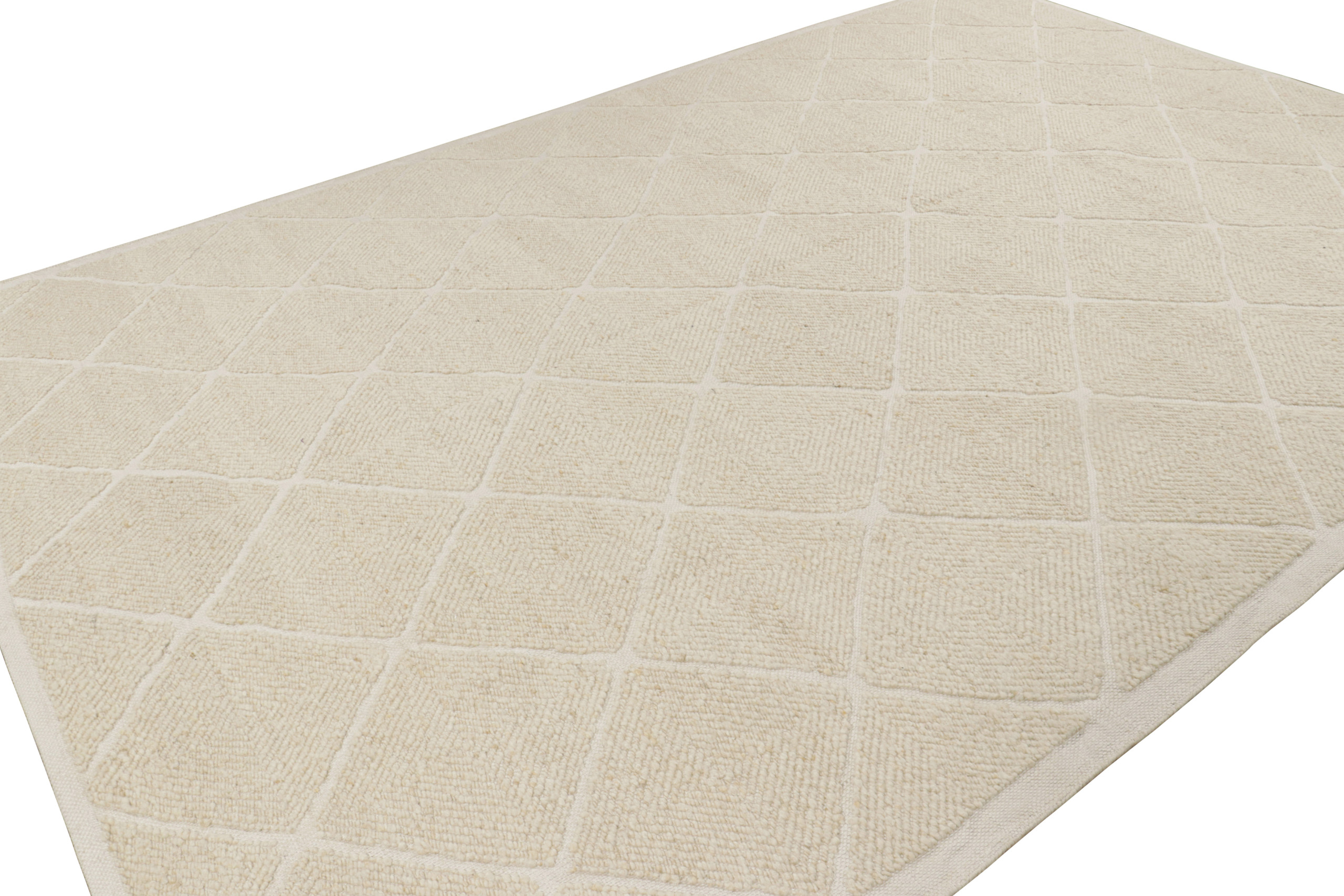 Scandinavian Berber Rug with Lattice Patterns