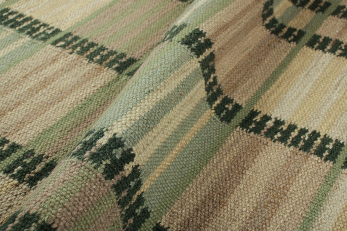 Scandinavian Square Rug with Geometric Stripes