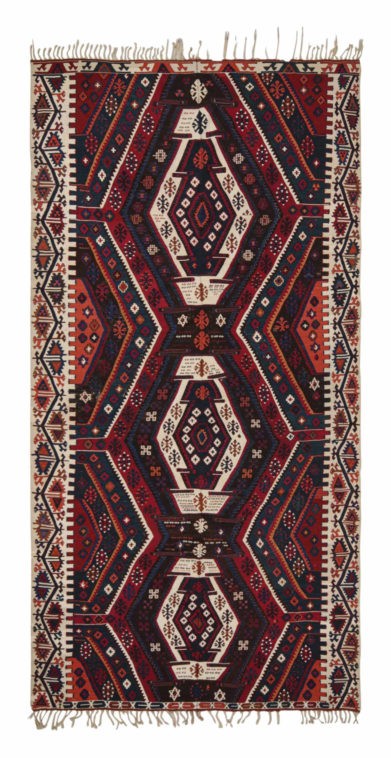 Vintage Turkish Geometric Kilim