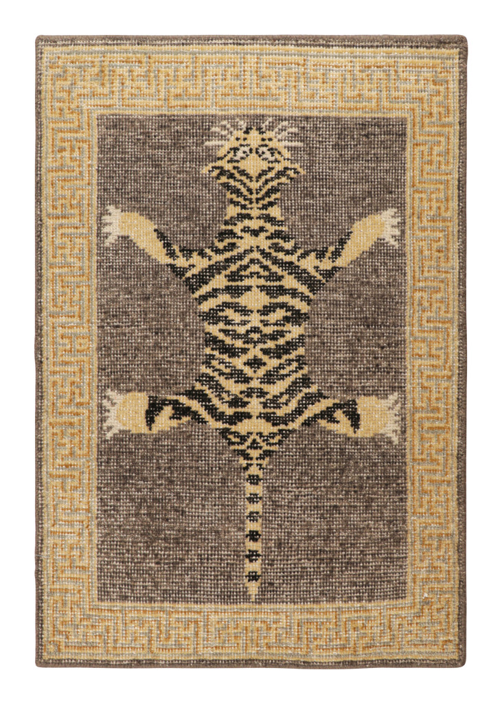 Rug & Kilim’s Modern Tiger Skin Accent Pictorial Rug in Gray, Beige and Black